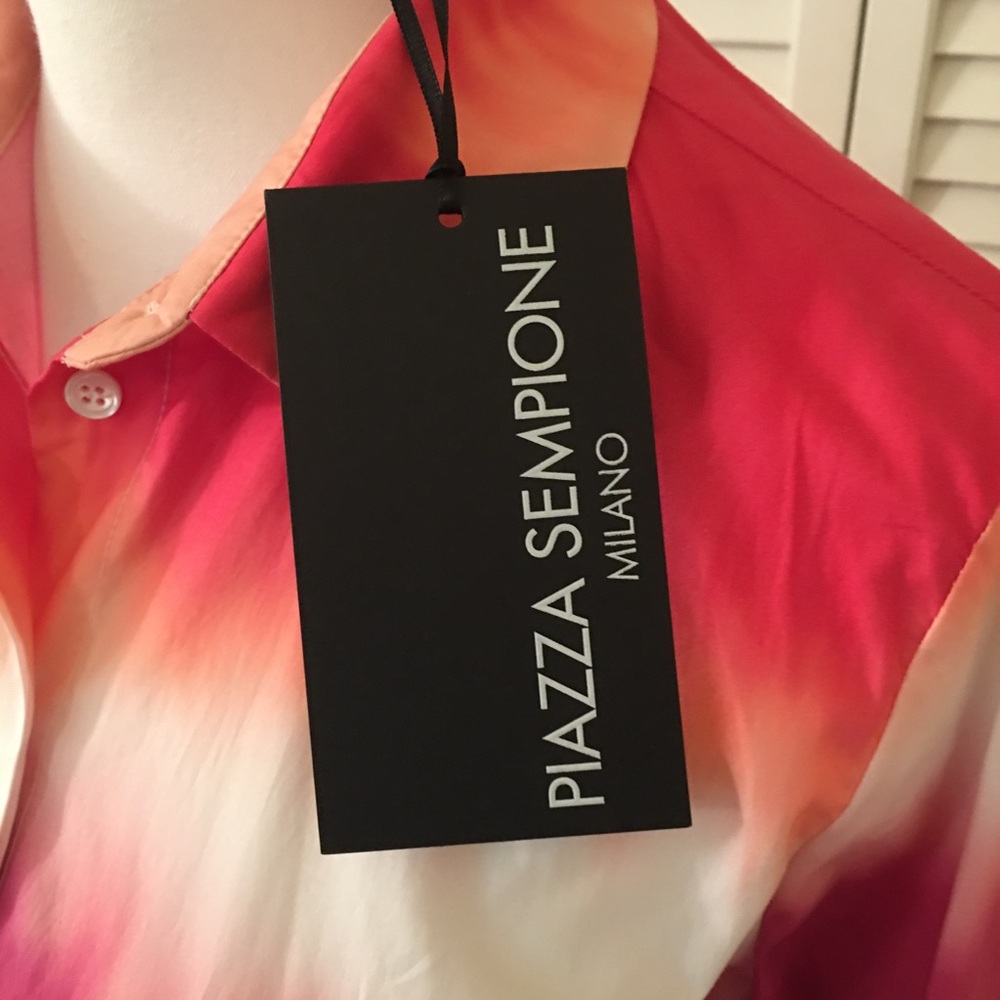 Piazza Sempione Elegant Pink Ombre Luxury Designer Shirt Dress NWT Size 40 (6) - Picture 6 of 11